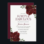 Romantic Red Rose 40 & Fabulous 40th Birthday Kaart<br><div class="desc">Romantic Red Rose 4 & Fabulous 40th Birthday Invitation Zie bijbehorend collectie in voorraad</div>