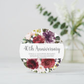 Romantic Red Rose 40th Wedding Jubileum Kaart (Staand voorkant)