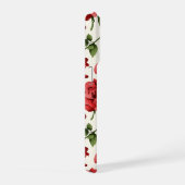 Romantic Red Rose and Botanical Bloom on Cream iPhone Hoesje (Rechterkant)