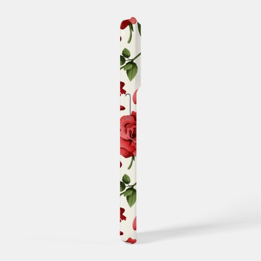Romantic Red Rose and Botanical Bloom on Cream iPhone Hoesje (Rechterkant)