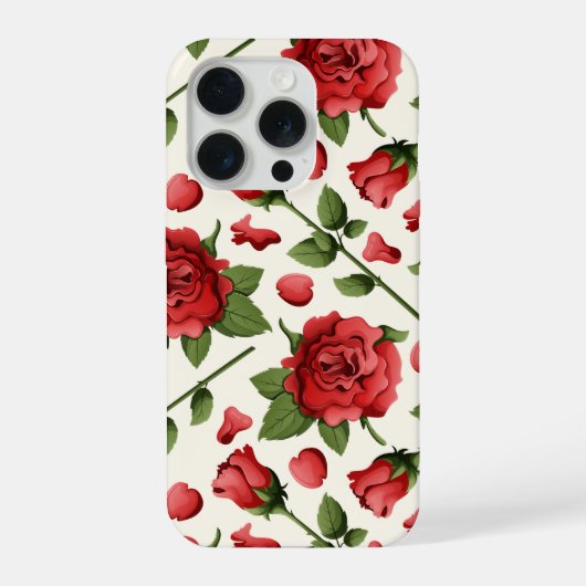 Romantic Red Rose and Botanical Bloom on Cream iPhone Hoesje (Achterkant)