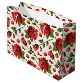 Romantic Red Rose and Botanical Foliage on Cream Groot Cadeauzakje (Achterkant Gekanteld)