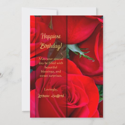 Romantic Red Rose Birthday Card Bedankkaart (Voorkant)