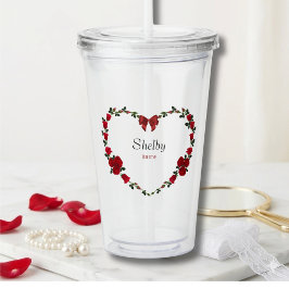 Romantic Red Rose Bride To Be Acrylic Tumbler Acryl Drinkbeker