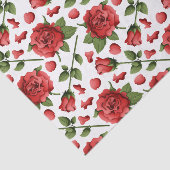 Romantic Red Rose Buds & Petals with Foliage Tissuepapier (Detail)