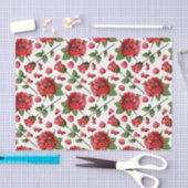 Romantic Red Rose Buds & Petals with Foliage Tissuepapier (Craft)