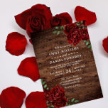 Romantic Red Rose Burgundy Rustic Wood bruiloft Kaart<br><div class="desc">Romantic Red Rose Burgundy Rustic Wood bruiloft Geschikt voor alle seizoenen Zie collectie in voorraad</div>