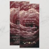 Romantic Red Rose Burgundy Wedding Program Programmakaart (Voorkant / Achterkant)
