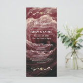 Romantic Red Rose Burgundy Wedding Program Programmakaart (Staand voorkant)