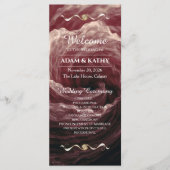 Romantic Red Rose Burgundy Wedding Program Programmakaart (Voorkant)