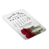 Romantic Red Rose Calendar Wedding Save the Date Magneet (Rechterzijde)