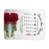 Romantic Red Rose Calendar Wedding Save the Date Magneet (Horizontaal)