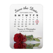 Romantic Red Rose Calendar Wedding Save the Date Magneet (Verticaal)