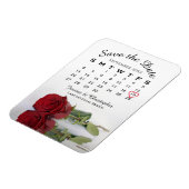 Romantic Red Rose Calendar Wedding Save the Date Magneet (Linkerzijde)