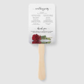 Romantic Red Rose Elegant Wedding Programme Handwaaier (Achterkant)