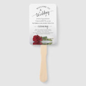 Romantic Red Rose Elegant Wedding Programme Handwaaier (Voorkant)