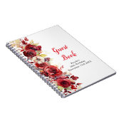 Romantic Red Rose Floral Birthday Party Guest Book Notitieboek (Rechterzijde)