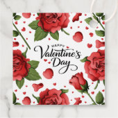 Romantic Red Rose Floral Border Happy Valentine Bedankjes Labels (Achterkant)