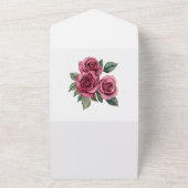 Romantic Red Rose Floral Wedding All In One Uitnodiging (Buitenkant)