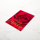 Romantic Red Rose Happy Birthday Real Gold Folie Feestdagen Briefkaart (Gedraaid)