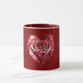 Romantic Red Rose Heart Love Mok (Midden)