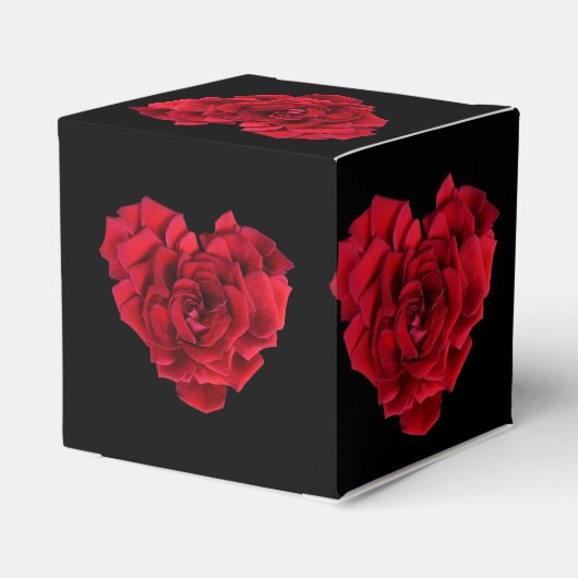 Romantic Red Rose Heart on Black Bedankdoosjes (Achterkant)