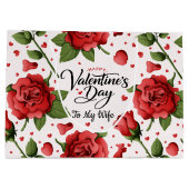 Romantic Red Rose & Heart Pattern Frame Valentine Groot Cadeauzakje (Achterkant)