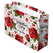 Romantic Red Rose & Heart Pattern Frame Valentine Groot Cadeauzakje (Achterkant Gekanteld)