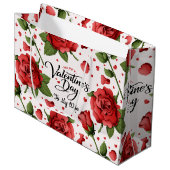 Romantic Red Rose & Heart Pattern Frame Valentine Groot Cadeauzakje (Voorkant Gekanteld)