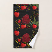 Romantic Red Rose Hearts & Gold Ribbon Bad Handdoek (Handdoek)