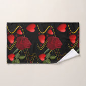 Romantic Red Rose Hearts & Gold Ribbon Bad Handdoek (Handdoek)