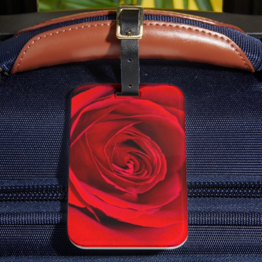 Romantic Red Rose in volle bloei Bagagelabel (Voorkant Insitu 2)