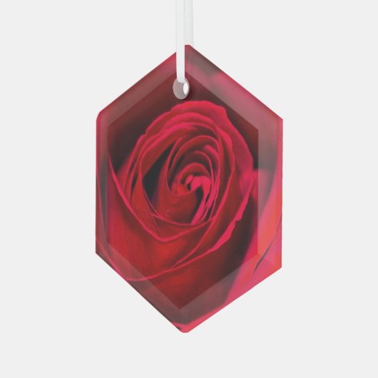 Romantic Red Rose in volle bloei Glas Ornament (Voorkant links)
