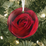 Romantic Red Rose in volle bloei Glas Ornament<br><div class="desc">Romantic Red Rose in volle bloei</div>