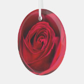 Romantic Red Rose in volle bloei Glas Ornament (Voorkant links)