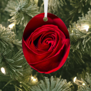 Romantic Red Rose in volle bloei Metalen Ornament