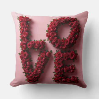 Romantic Red Rose 'LOVE' Floral Pillow Kussen