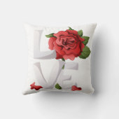 Romantic Red Rose Love Typography Botanical Kussen (Achterkant)