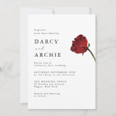Romantic Red Rose Minimal Modern Wedding Kaart (Voorkant)