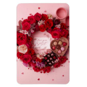 Romantic Red Rose Personalized Valentine Heart Magneet (Verticaal)