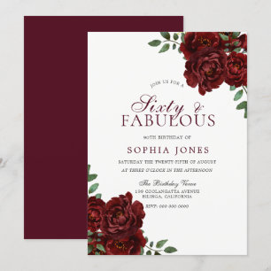 Romantic Red Rose Sixty & Fabulous 60th Birthday Kaart