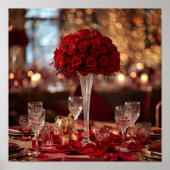 Romantic Red Rose Valentine Couple Wall Art Poster (Voorkant)
