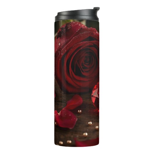 Romantic Red Rose Valentine Insulated Travel Water Thermosbeker (Gedraaid links)