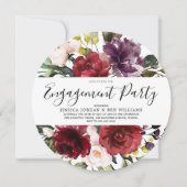 Romantic Red Rose Waterverf Engagement Party Kaart (Voorkant)