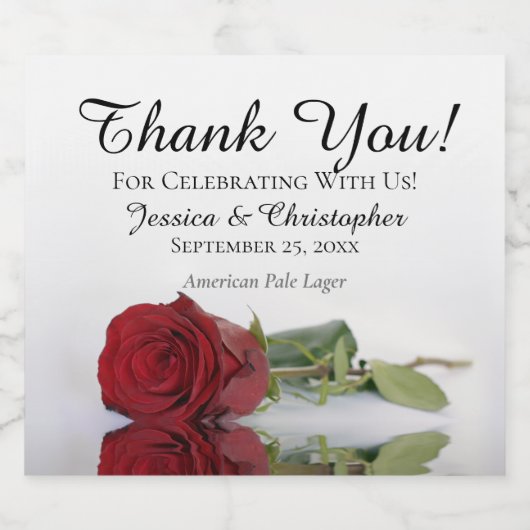 Romantic Red Rose Weddenschap Bedankt Bier Etiket (Enkel label)