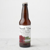 Romantic Red Rose Weddenschap Bedankt Bier Etiket (Voorkant)