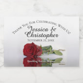 Romantic Red Rose Weddenschap Hartelijk dank Sparkling Wijnetiket (Enkel label)