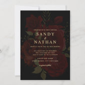 Romantic Red Rose Wedding Invitation Kaart (Voorkant)