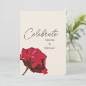 Romantic Red Rose Wedding Kaart (Staand voorkant)