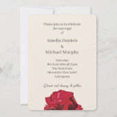 Romantic Red Rose Wedding Kaart (Achterkant)